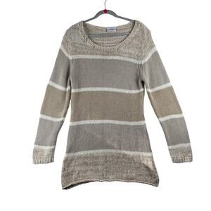 Gina Benotti Sweater Dress Women's EU 42 (10 M/L) Beige Striped Cotton Metallic